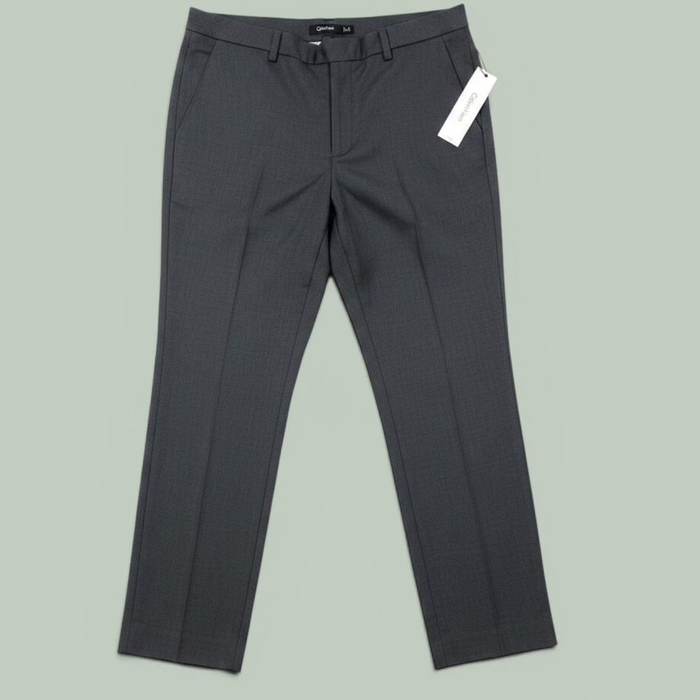 Calvin Klein Highline Dress Pants Womens 16 Grey Tapered Ankle Trousers NWT